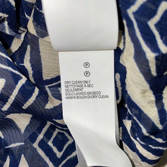 Lucky Brand Womens S Mixed Print Peasant Blouse 100% Rayon Blue & Beige - Picture 7 of 8